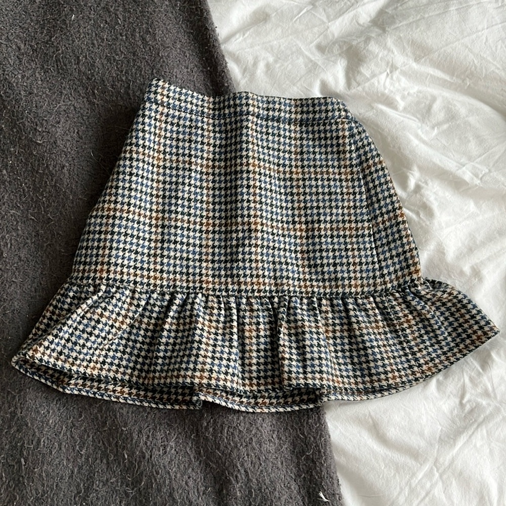 wool J Crew houndstooth skirt with pockets
